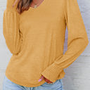 Beige XL Andrea Shirred Shoulder Frilled Cuffs Long Sleeve Top