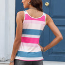  Angel Striped Color Block Notched Neck Tank Top