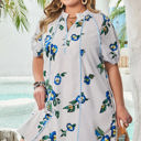  Angela Plus Size Floral V Neck Dress