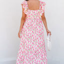  Angelica Floral Ruffled Strap Maxi Dress