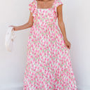  Angelica Floral Ruffled Strap Maxi Dress