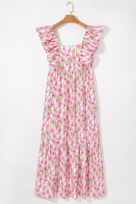 Angelica Floral Ruffled Strap Maxi Dress