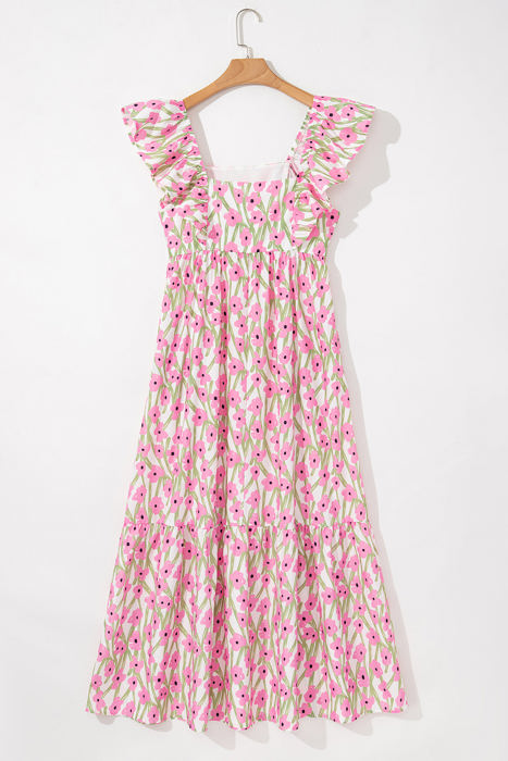 Angelica Floral Ruffled Strap Maxi Dress