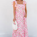 Pink Large Angelica Floral Ruffled Strap Maxi Dress