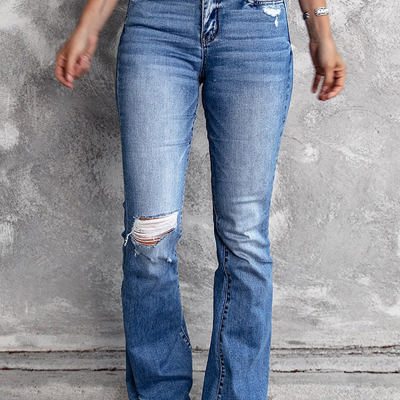 Angelina Distressed Flare Jeans