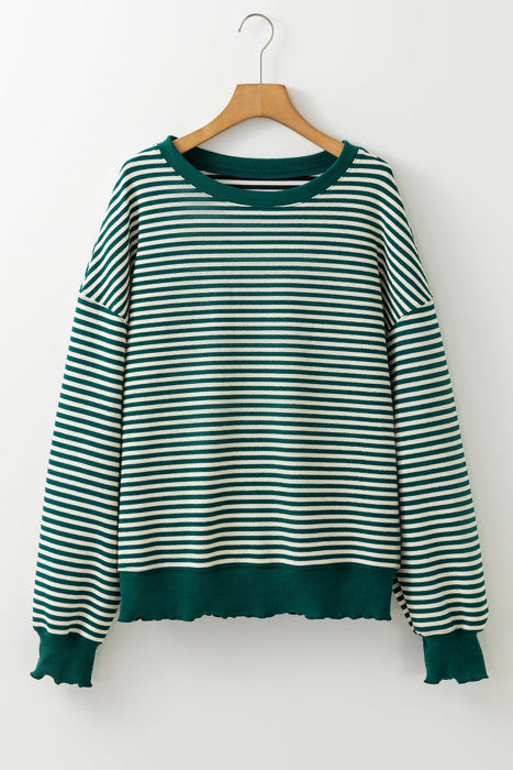 Angie Stripe Loose Drop Shoulder Long Sleeve Top