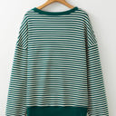  Angie Stripe Loose Drop Shoulder Long Sleeve Top