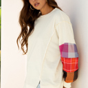  Anika Seam Patchwork top Long Sleeve Top