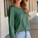  Anna Asymmetric Seam Detail Long Sleeve Top