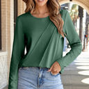 Blackish Green XXL Anna Asymmetric Seam Detail Long Sleeve Top