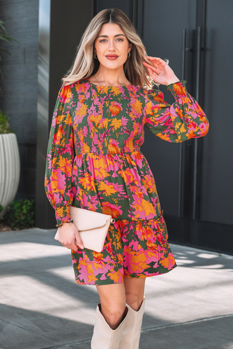 Anna Smocked Ruffled Mini Dress