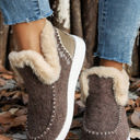  Anna Suede Stitching Plush Lined Ankle Boots