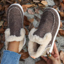 Anna Suede Stitching Plush Lined Ankle Boots