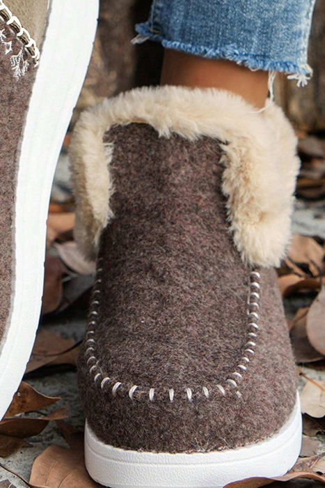 Anna Suede Stitching Plush Lined Ankle Boots