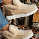  Anna Suede Stitching Plush Lined Ankle Boots