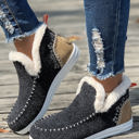  Anna Suede Stitching Plush Lined Ankle Boots