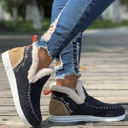  Anna Suede Stitching Plush Lined Ankle Boots