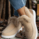 Beige Size 8.5 Anna Suede Stitching Plush Lined Ankle Boots