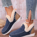 Blue Size 8.5 Anna Suede Stitching Plush Lined Ankle Boots