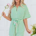  Annabelle Stripe Buttoned & Tie Romper