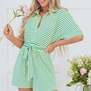  Annabelle Stripe Buttoned & Tie Romper