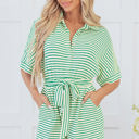  Annabelle Stripe Buttoned & Tie Romper