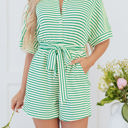  Annabelle Stripe Buttoned & Tie Romper