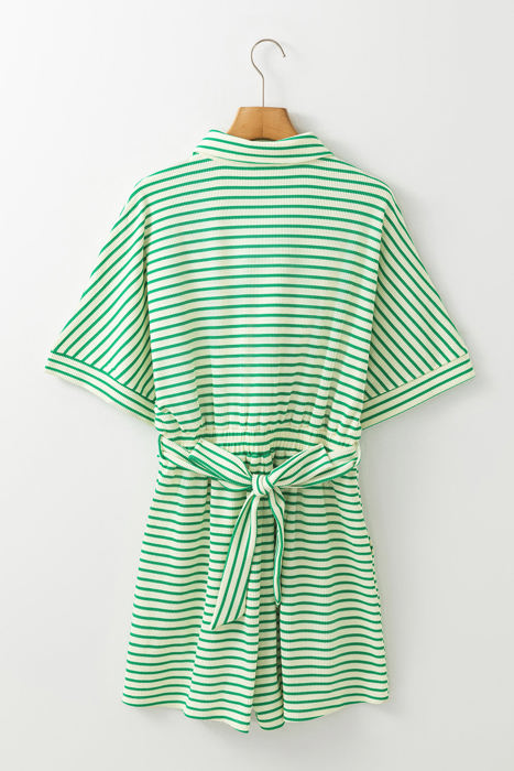 Annabelle Stripe Buttoned & Tie Romper