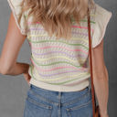  Annalise Striped Eyelet Ruffled Sleeve Sweater