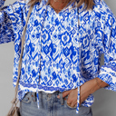 Blue XL Anne 4 Sleeve Tied Blouse