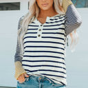  Annie Stripe Button Henley Top