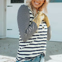  Annie Stripe Button Henley Top