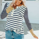  Annie Stripe Button Henley Top