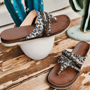  Annie Studded Animal Print Flip Flops