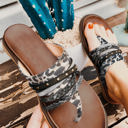 Coffee Size 8 Annie Studded Animal Print Flip Flops