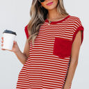 Red Stripe XL Annika Stripe Round Neck Tank Top
