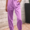 Lilac XL Antonella Solid Color Jogger Pants