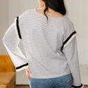  Anya Ruffle Trim Loose Long Sleeve Top