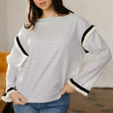  Anya Ruffle Trim Loose Long Sleeve Top