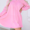  Anya Turn-down Neck Textured Bubble Sleeve Dress