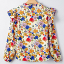  Apricot Ruffled Shoulder Long Sleeve Floral Blouse