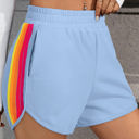  April Color Stripes Elastic High Waist Active Shorts