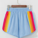  April Color Stripes Elastic High Waist Active Shorts