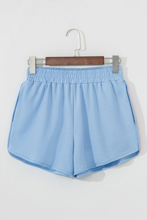 April Color Stripes Elastic High Waist Active Shorts