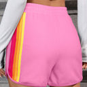  April Color Stripes Elastic High Waist Active Shorts