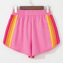  April Color Stripes Elastic High Waist Active Shorts