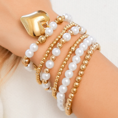 April Pearl Beading Multilayer Bracelet