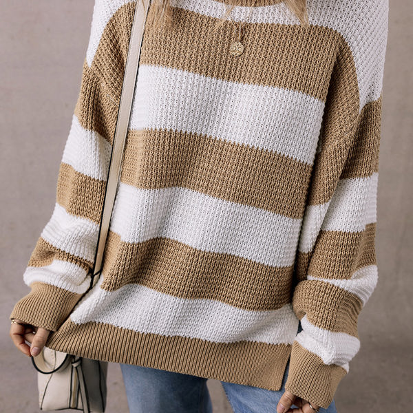 Arabella Striped Side Slit Sweater