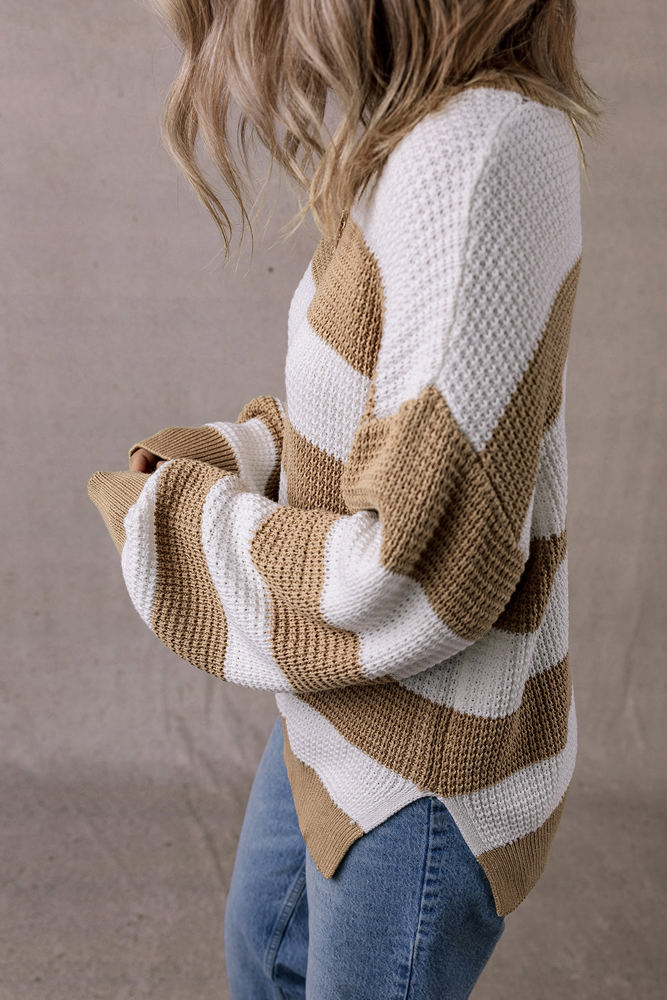 Arabella Striped Side Slit Sweater