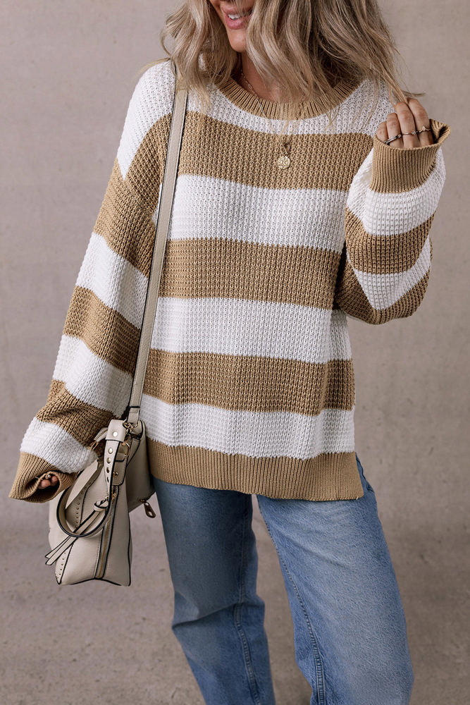 Arabella Striped Side Slit Sweater